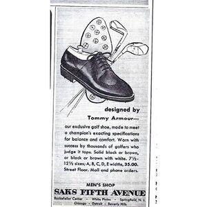 Tommy Armour Mens Golf Shoes 1958 Print Ad Advertisement Vintage Saks 5th Avenue
